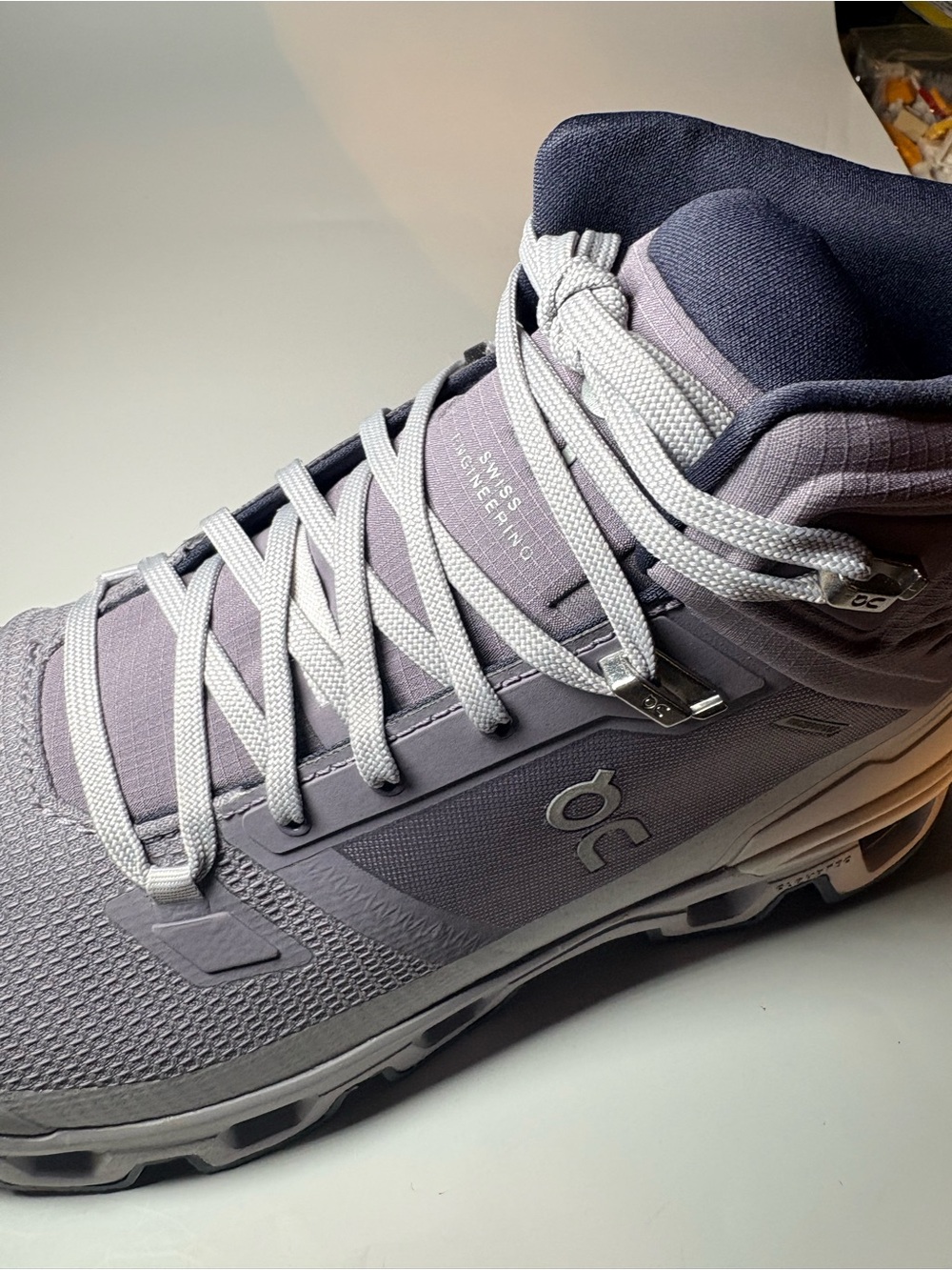 On Running Women size 9.5 Cloudrock Waterproof Mid-Top Hiking Boot Lavender Gray - Picture 9 of 14